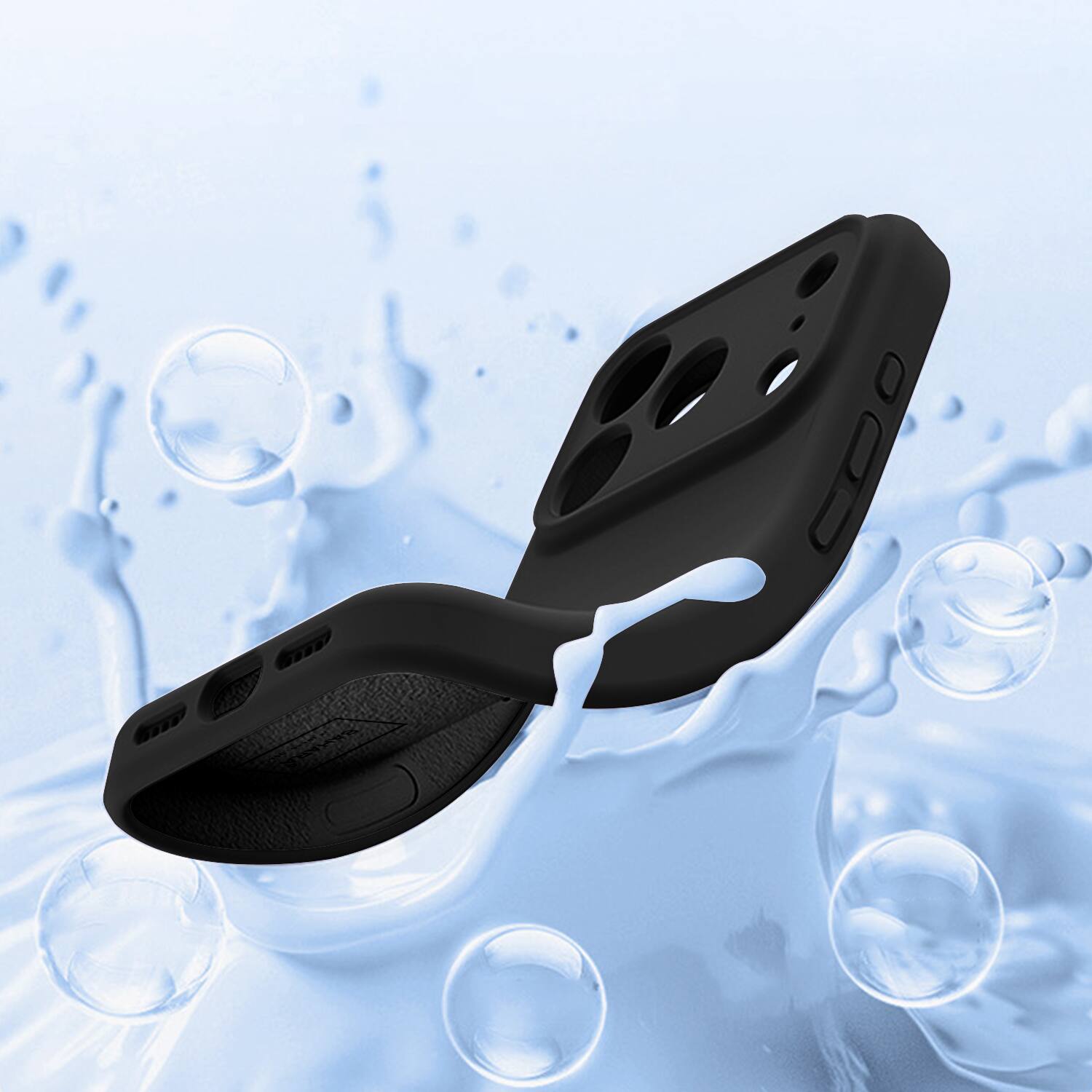 Left. SaharaCase - Apple iPhone 17 Pro Max Case | Ultra Thin Silicone | Smooth Finish | Anti-Slip Grip | Venture Series - Black.