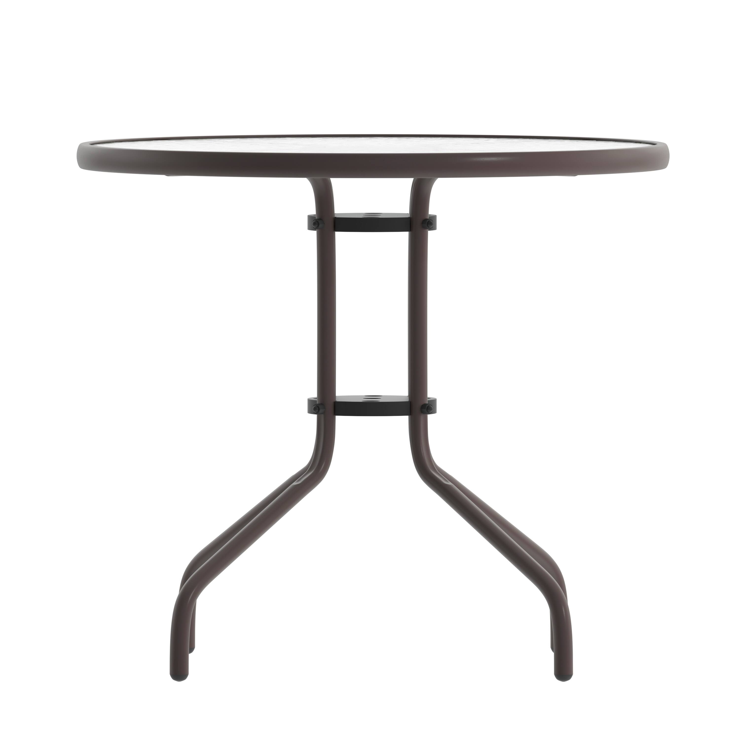 Alt View 7. Emma + Oliver - 31.5" Round Tempered Glass Metal Table with Smooth Ripple Design Top - Clear Top/Bronze Frame.