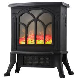 Comfort Glow - ES4195 Sanford 1,500-Watt Max Freestanding Electric Stove Real Flame Look - Black