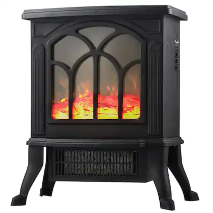 Front. Comfort Glow - ES4195 Sanford 1,500-Watt Max Freestanding Electric Stove Real Flame Look - Black.
