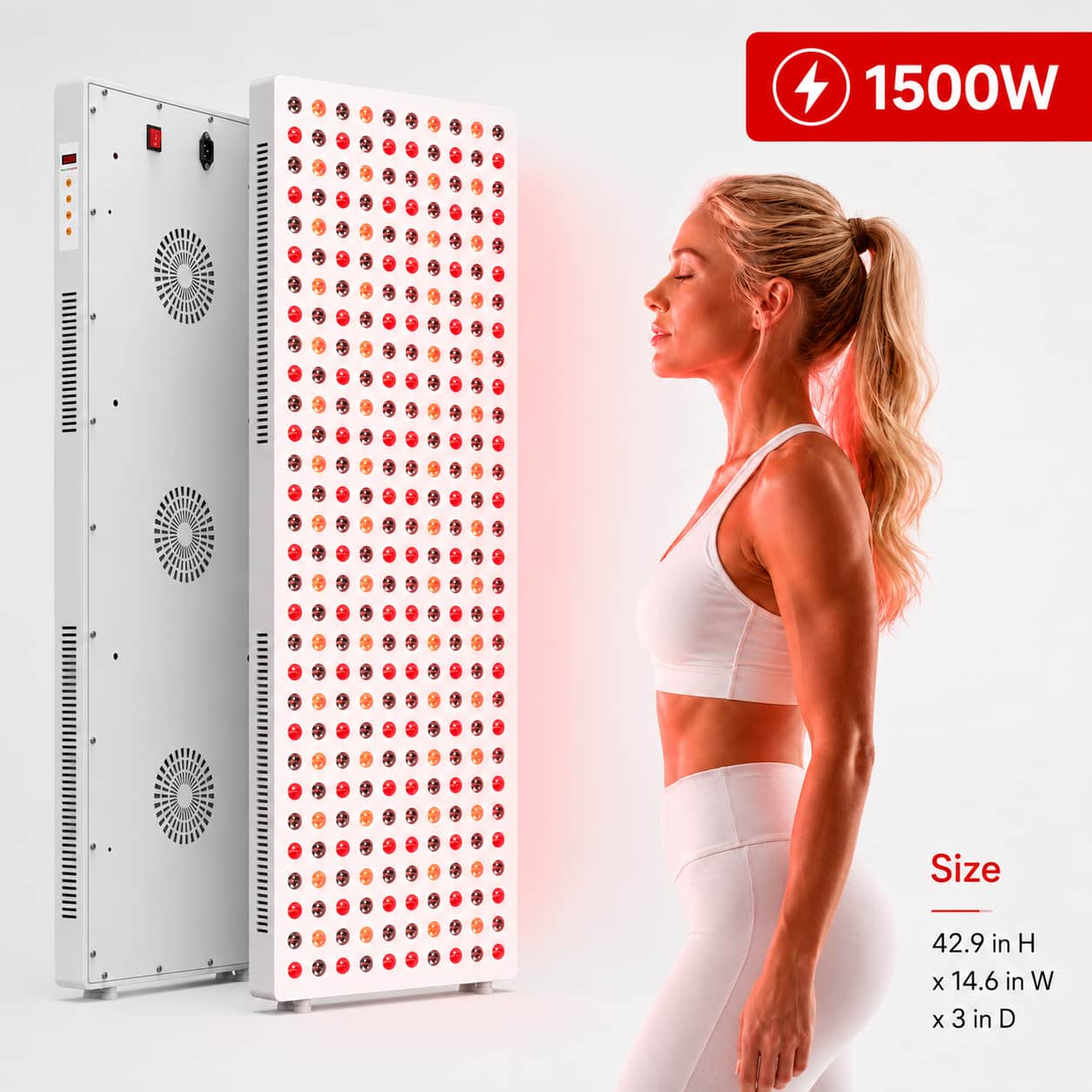 iReliev - Red Light Therapy & Near Infrared Light Therapy Panel, Full Body, 1500W - White