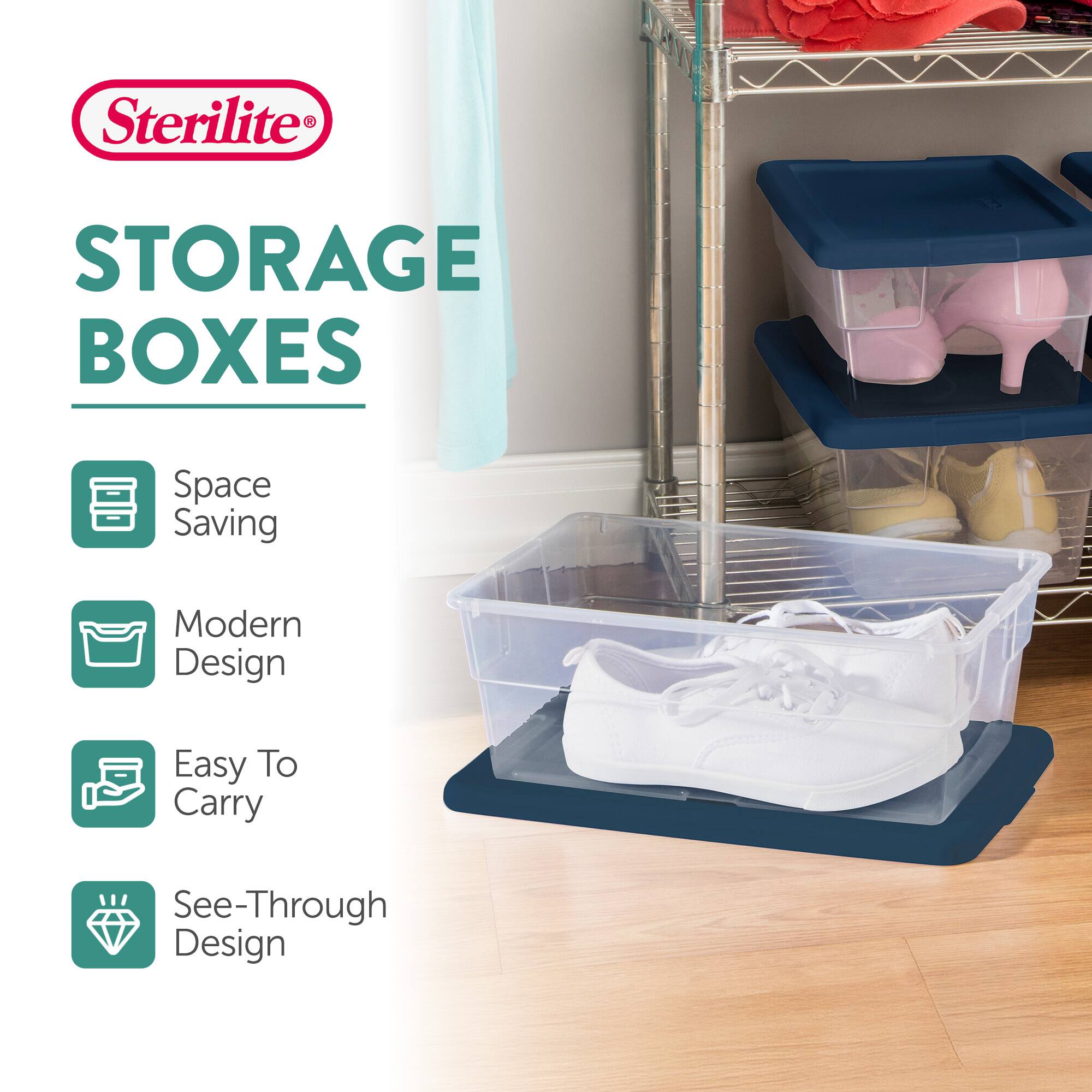 Sterilite STORAGE BOXES  
Space Saving  
Modern Design  
Easy To Carry  
See-Through Design