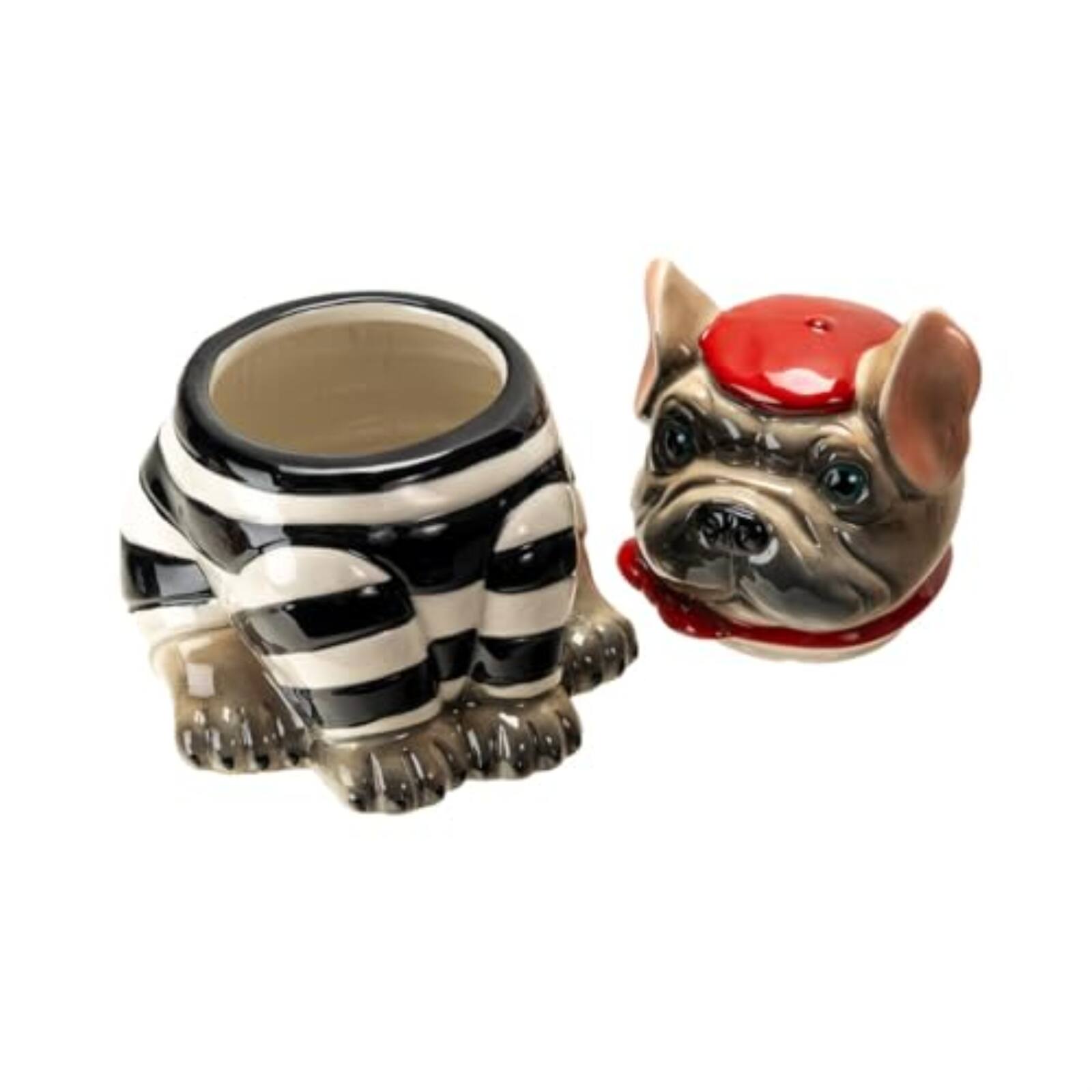 Alt View 2. Pacific Trading - Le French Bulldog Cookie Jar, Ceramic, Black and White Striped Shirt, Kitchen Decor, Storage Accessory - Multicolor.