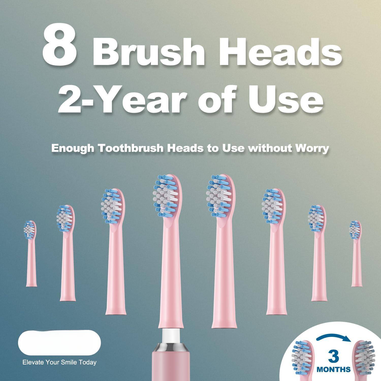 8 Brush Heads  
2-Year of Use  

Enough Toothbrush Heads to Use without Worry  

Elevate Your Smile Today  

3 MONTHS