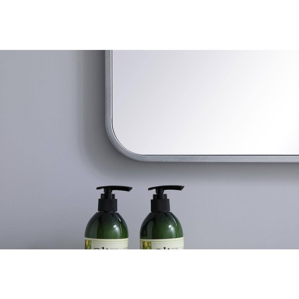 Alt View 6. Elegant Decor - Soft corner metal rectangular mirror 24x40 inch in Silver - Silver.