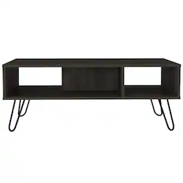 TuHome - Vassel Coffee Table, Hairpin Legs, Two Shelves, Minimalist Design for Living Room and Lounge Area - Espresso