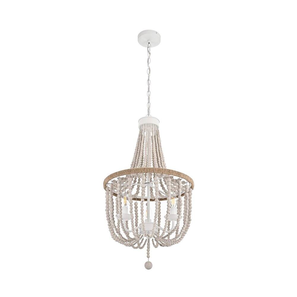 Angle. Living District - Jolie 16 Inch Beaded Pendant In Antique White - Antique White.