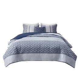 Gracie Mills - Theodore 7-Piece Jacquard Comforter Set - Navy