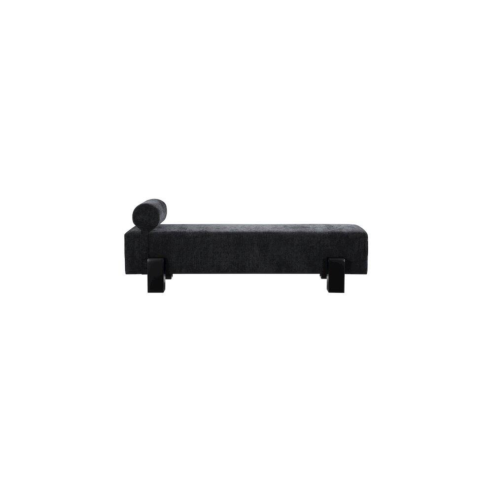 Alt View 3. Meridian Furniture - Edison Black Chenille Fabric Bench - Black.