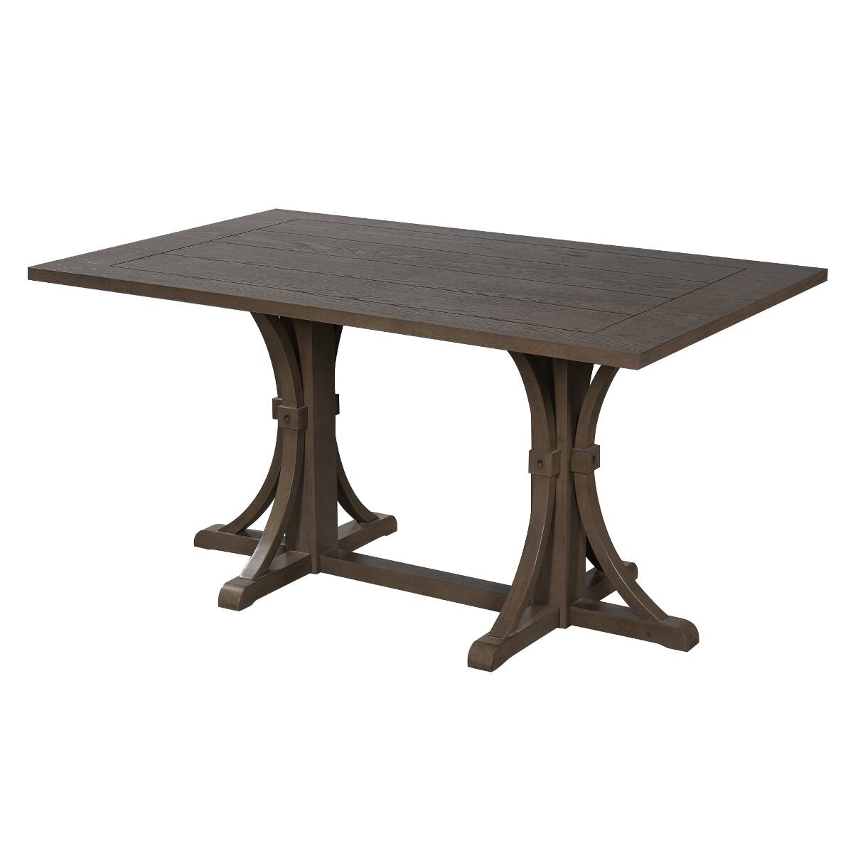 Alt View 6. Loheer - Loheer 60 Inch Dining Table for 6, Rustic Farmhouse Espresso Table with Curved Trestle Base - Espresso.