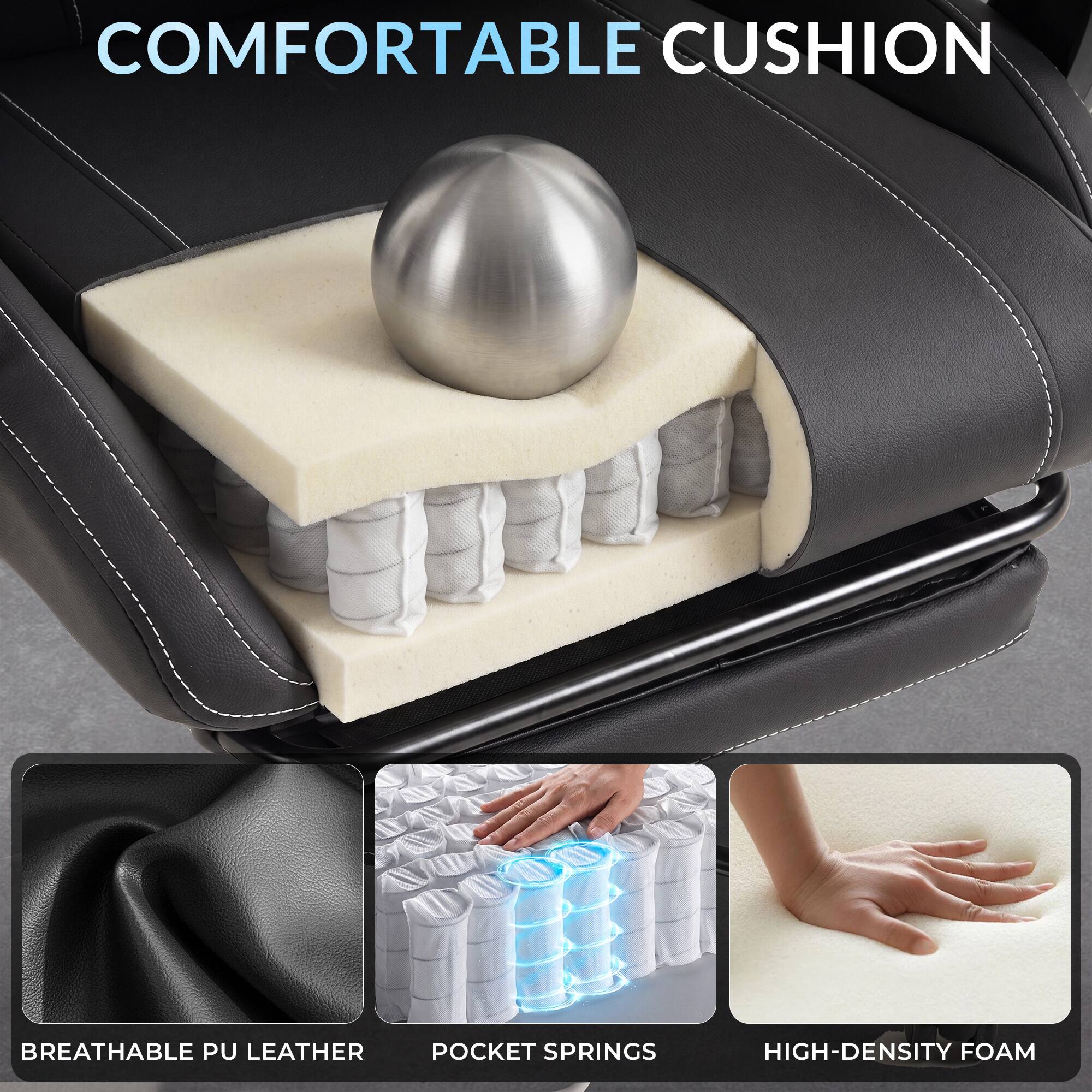 COMFORTABLE CUSHION

BREATHABLE PU LEATHER

POCKET SPRINGS

HIGH-DENSITY FOAM