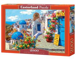 2000 Piece Jigsaw Puzzles, Spring in Santorini, Greece, Adult Puzzles, Castorland C-200603-2 - Red