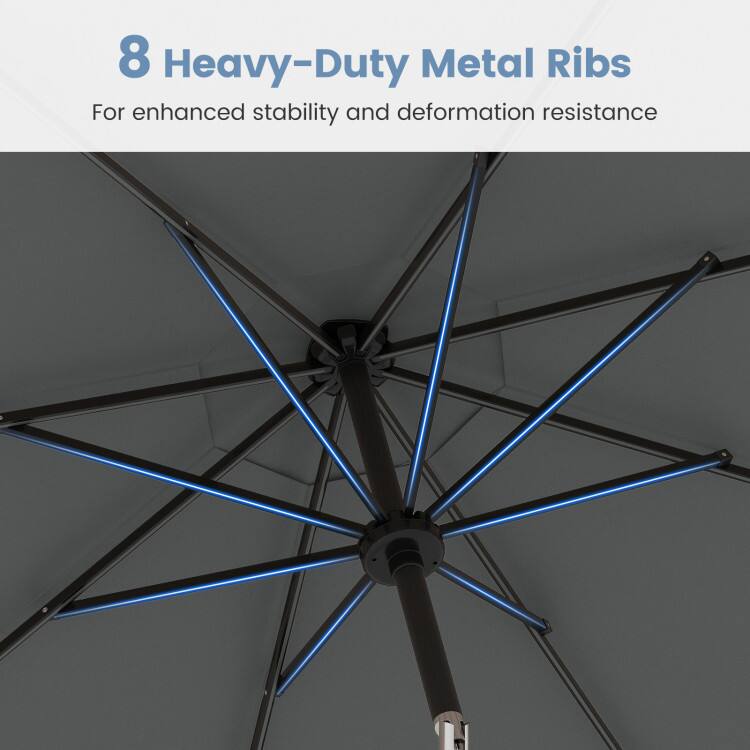 8 Heavy-Duty Metal Ribs  
For enhanced stability and deformation resistance