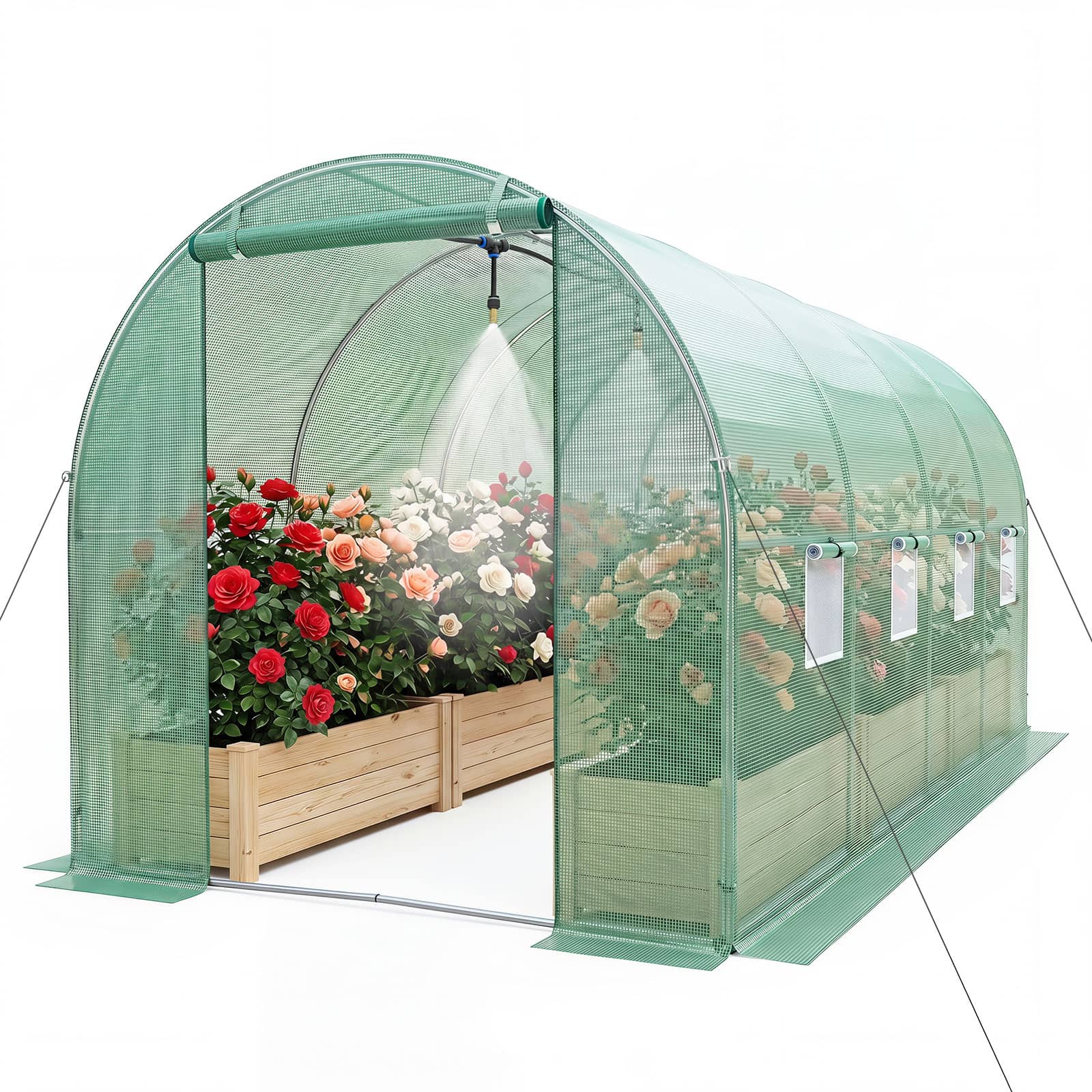 Costway - 15 x 7 x 7 ft Walk-in Tunnel Greenhouse with Watering System Galvanized Steel Frame price history on PriceWatchPro