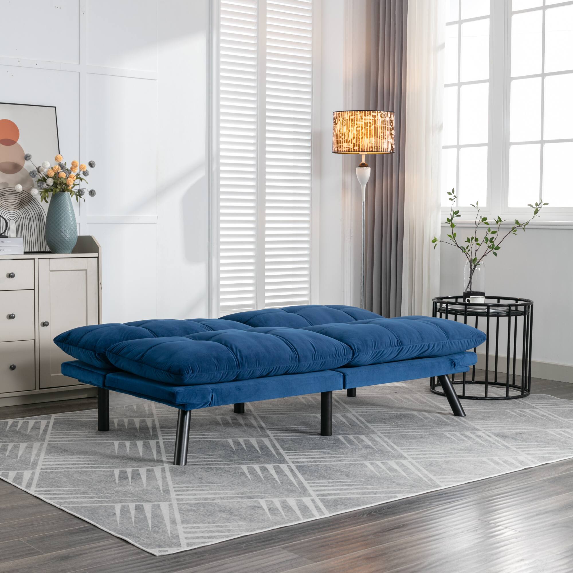 Alt View 5. GOODSILO - Convertible Folding Sofa Bed with Adjustable Armrests and Backrest for Small Spaces - Navy Blue.