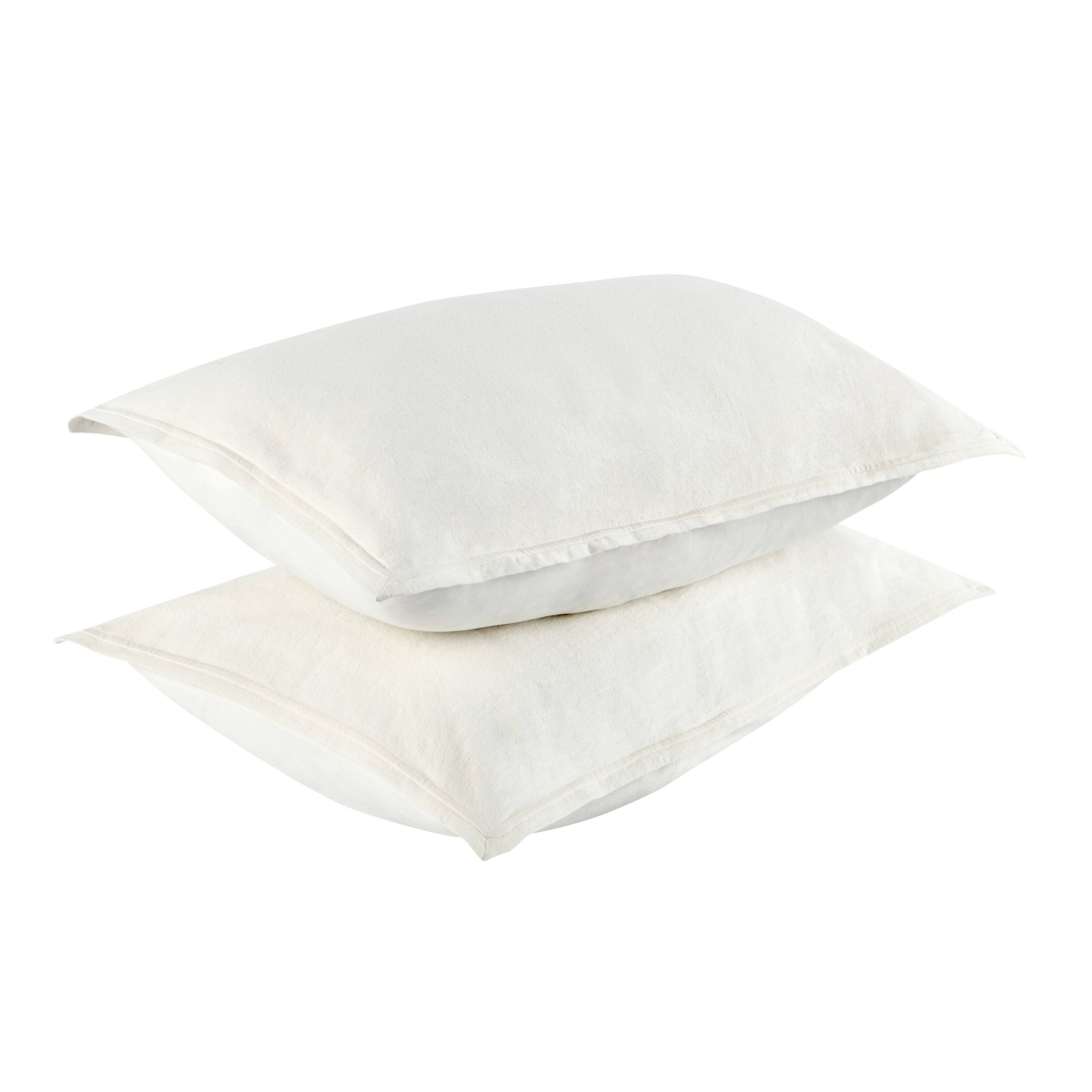 Left. Manhattan Lane - Doji 20 x 26 Standard Pillow Sham, Soft   Cotton, Premium Linen - Ivory White.