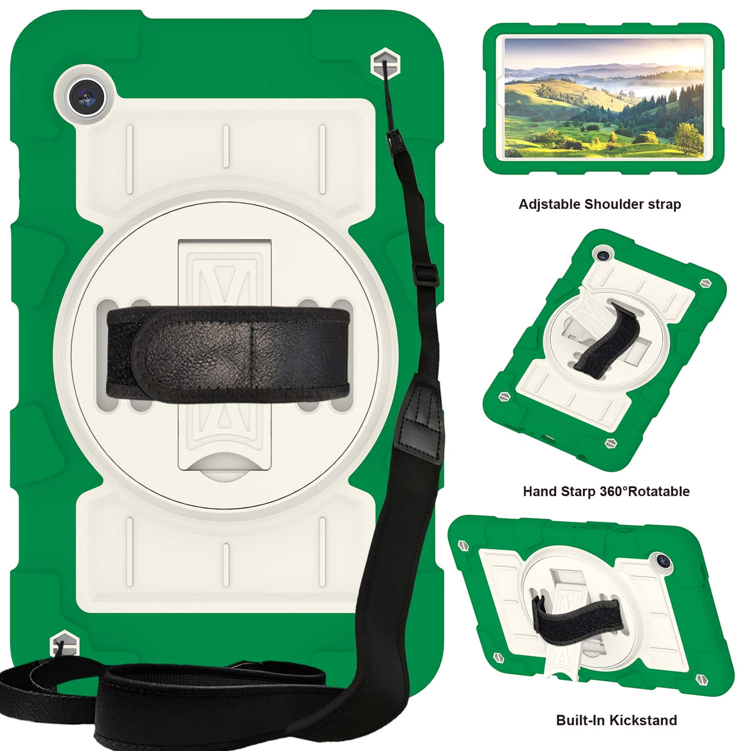 Dteck - Heavy Duty Rugged Case for Samsung Galaxy Tab A9 8.7-inch 2023,Shockproof Kickstand Cover with Shoulder Strap - C