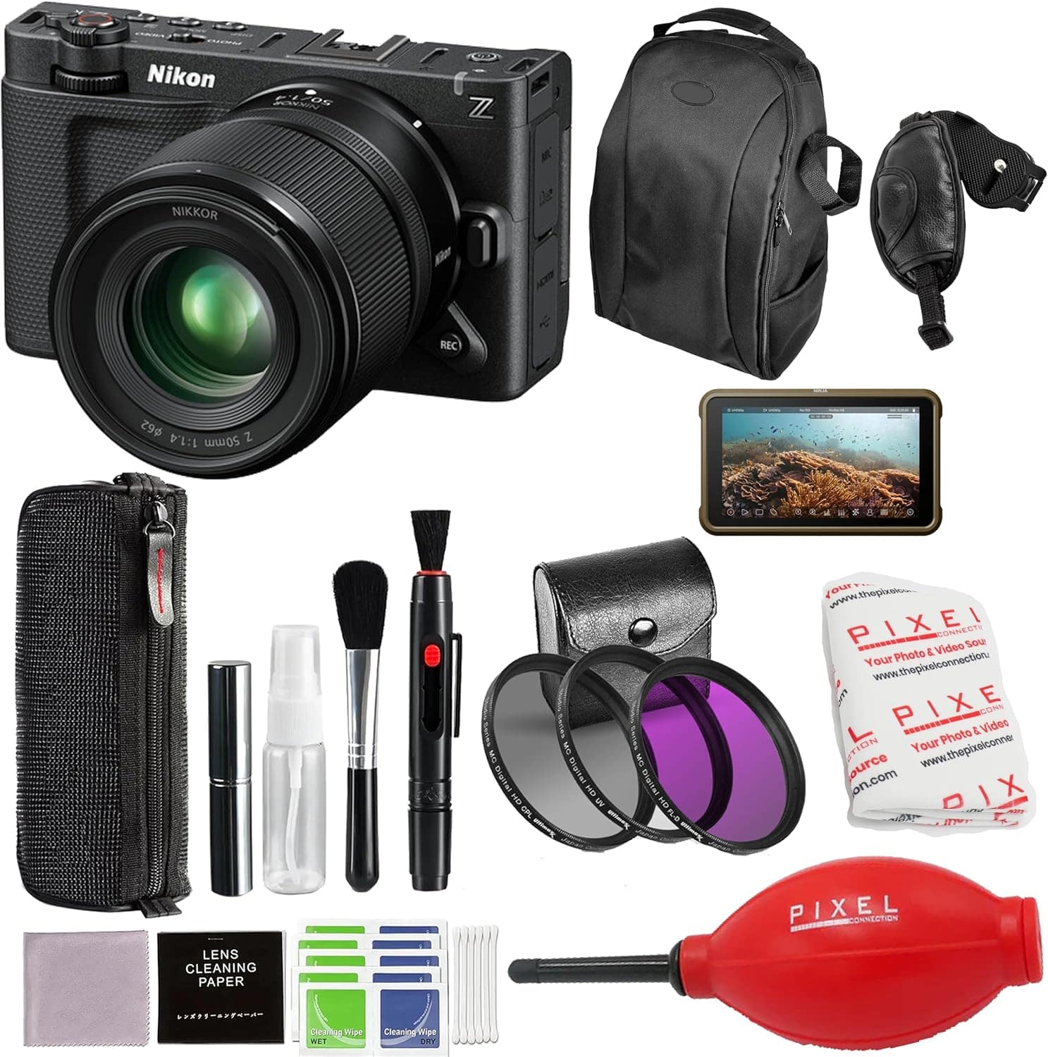 ZR Cinema Camera with 50mm f/1.4 Lens Kit and Advanced Accessories and Travel Bundle | 2041 | Nikon RED Z 6k Camera - Black