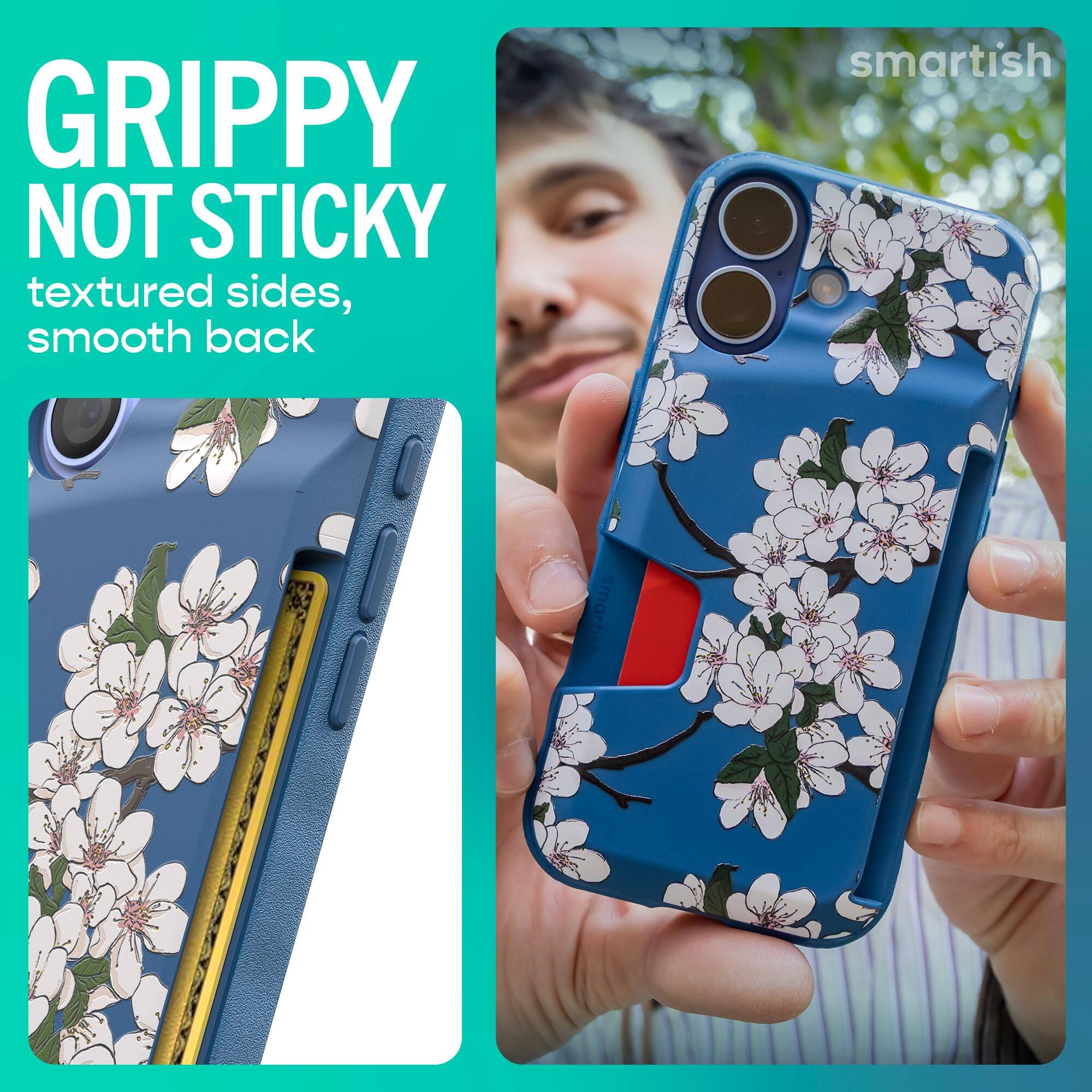 GRIPPY NOT STICKY textured sides, smooth back

smartish
