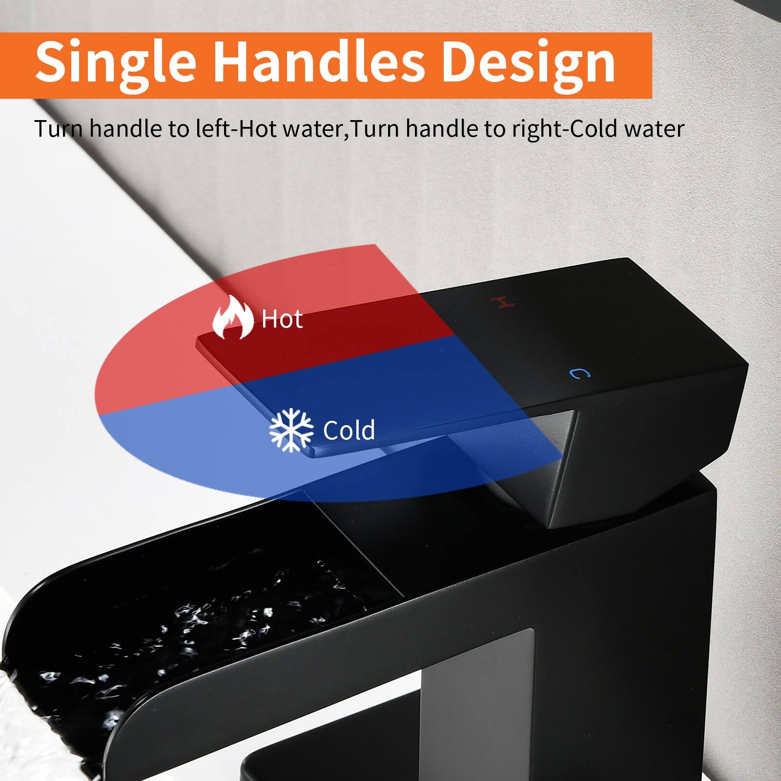 Single Handles Design

Turn handle to left-Hot water, Turn handle to right-Cold water

Hot

Cold