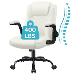 Brick Attic - PU Office Chair for Short People Use, Small Gmaing Chair with Wheels and Adjustable Armrests - White