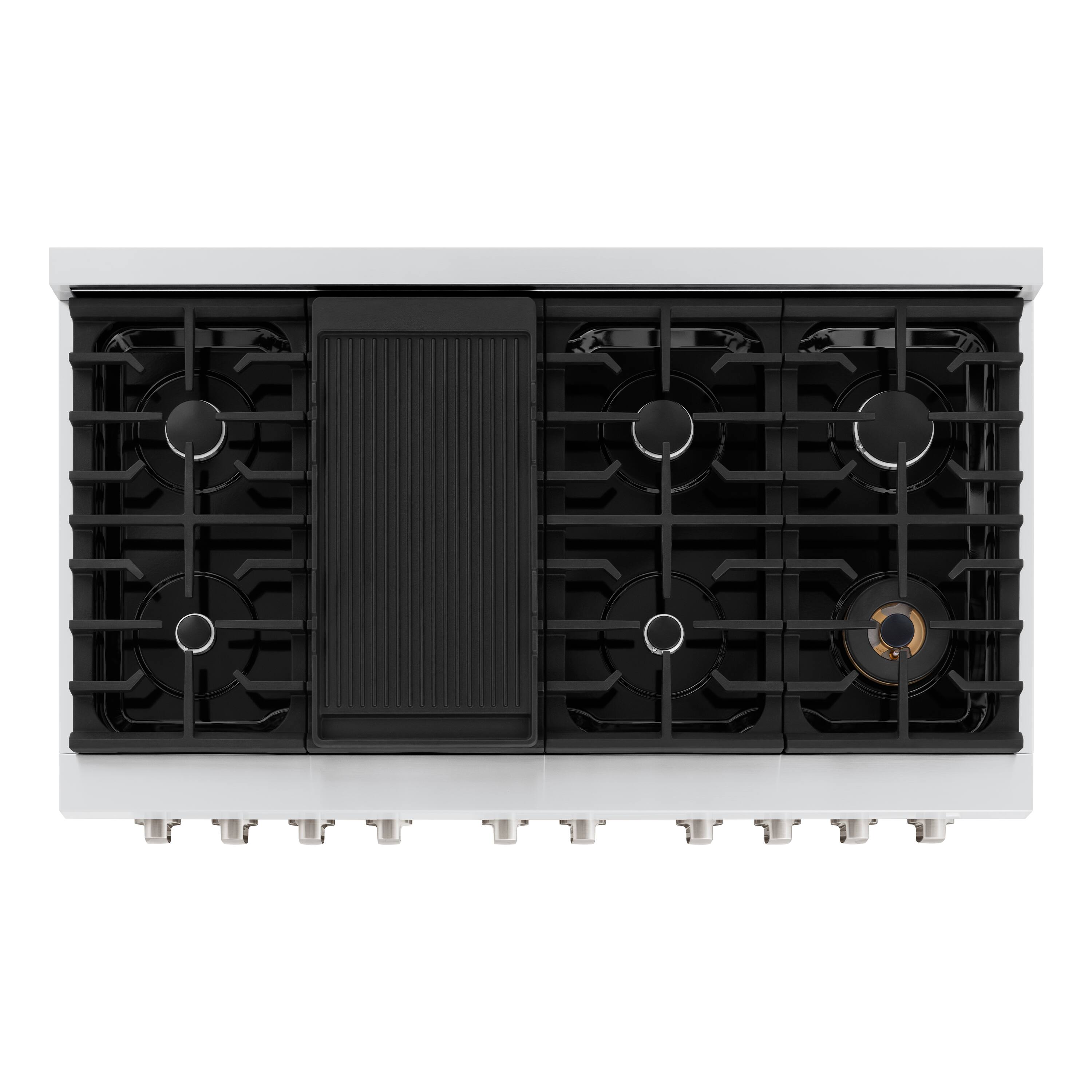 Alt View 1. ZLINE - ZLINE 48" Paramount Double Oven Dual Fuel Range with 8 Burners (SDR-BLM-48) - Satin Steel/Black Matte.