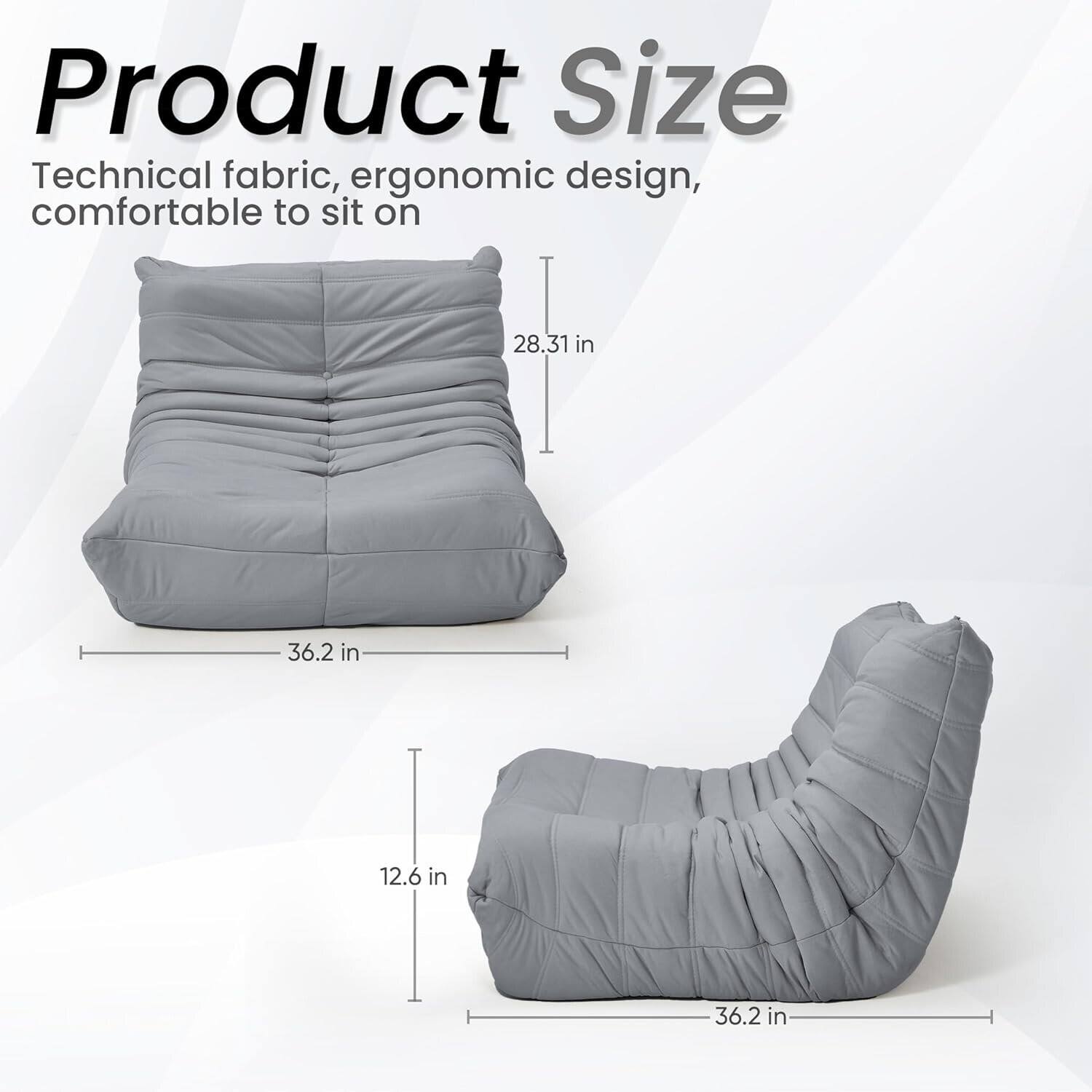 アイアムハリボー U HOMY Memory Foam Bean Bag Chair, Portable Faux Leather Lounger