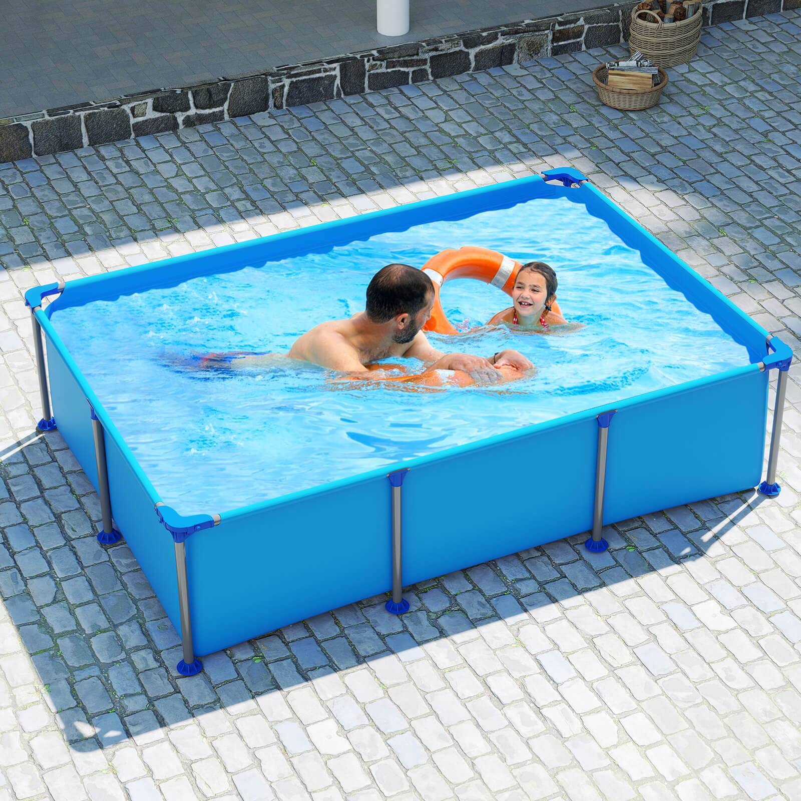 Alt View 1. Costway - Costway 690 Gal Outdoor Family Swimming Pool with Metal Frame Multi-layer PVC Fabric - Blue.