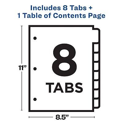 Includes 8 Tabs + 1 Table of Contents Page  
8 Tabs  
11" x 8.5"