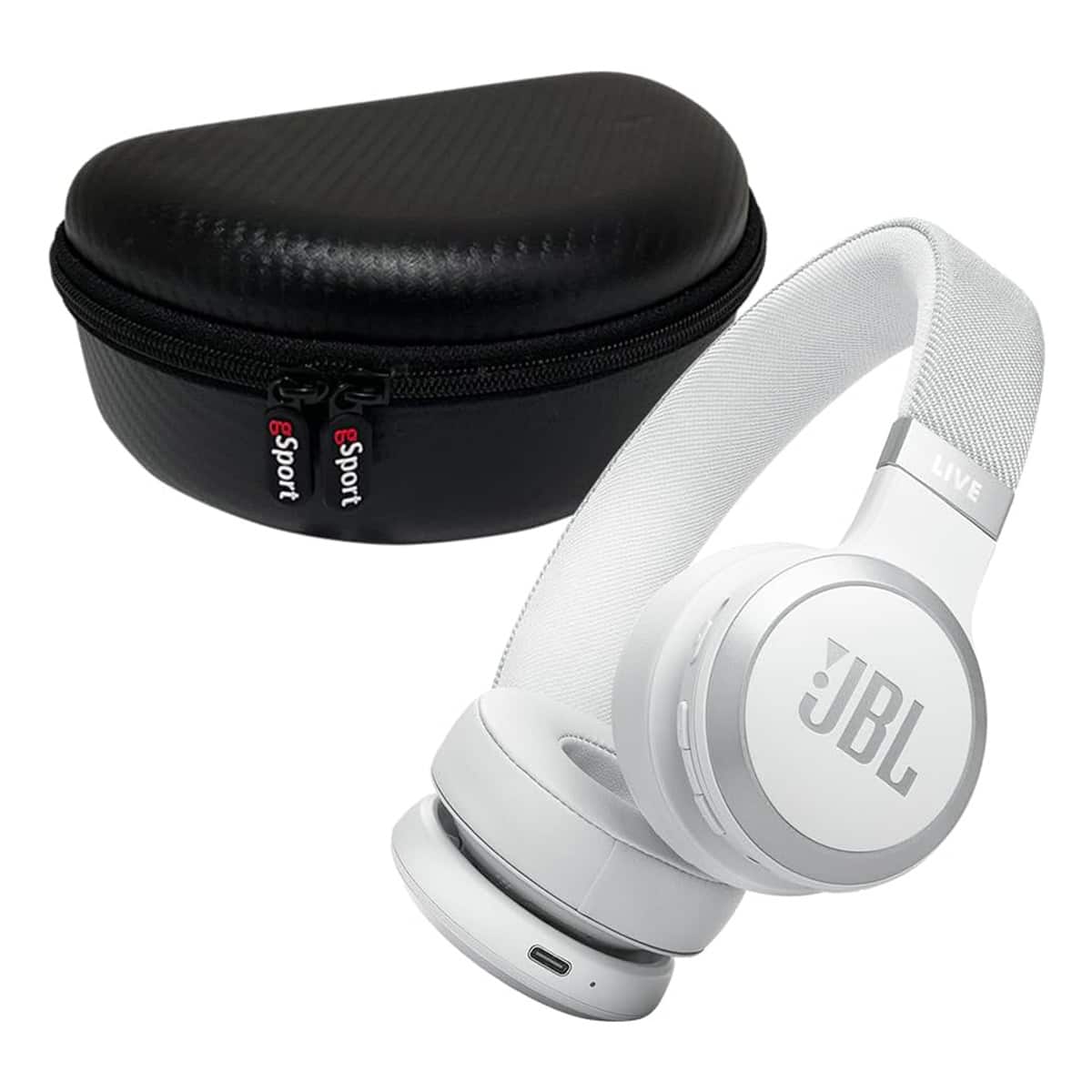 JBL - Live 670NC Wireless On Ear Noise Cancelling Headphone Bundle with gSport Case - White