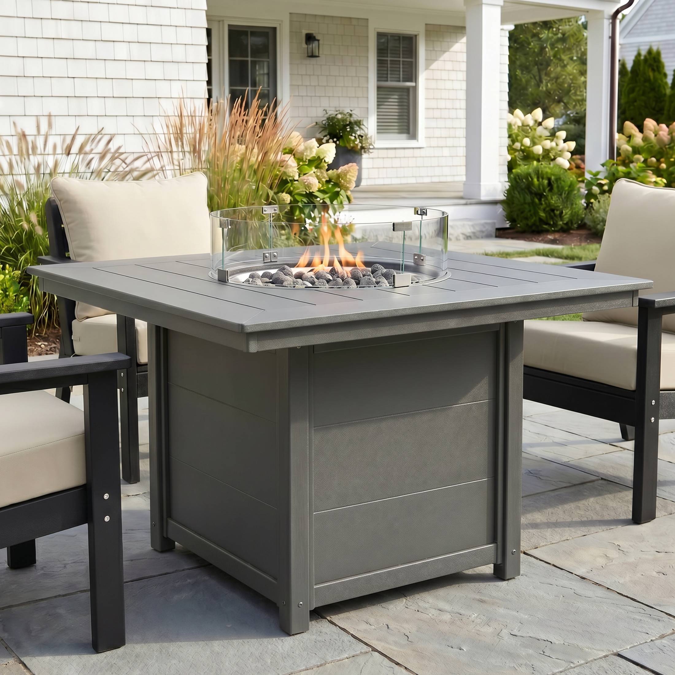 Angle. WestinTrends - WestinTrends Helios Modern Outdoor Patio Propane 42" Square Fire Pit Table.