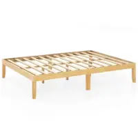Costway Queen Size Wooden Platform Bed Frame 14" with Rubber Wood Legs Under-bed Storage - Natural - Front_Zoom