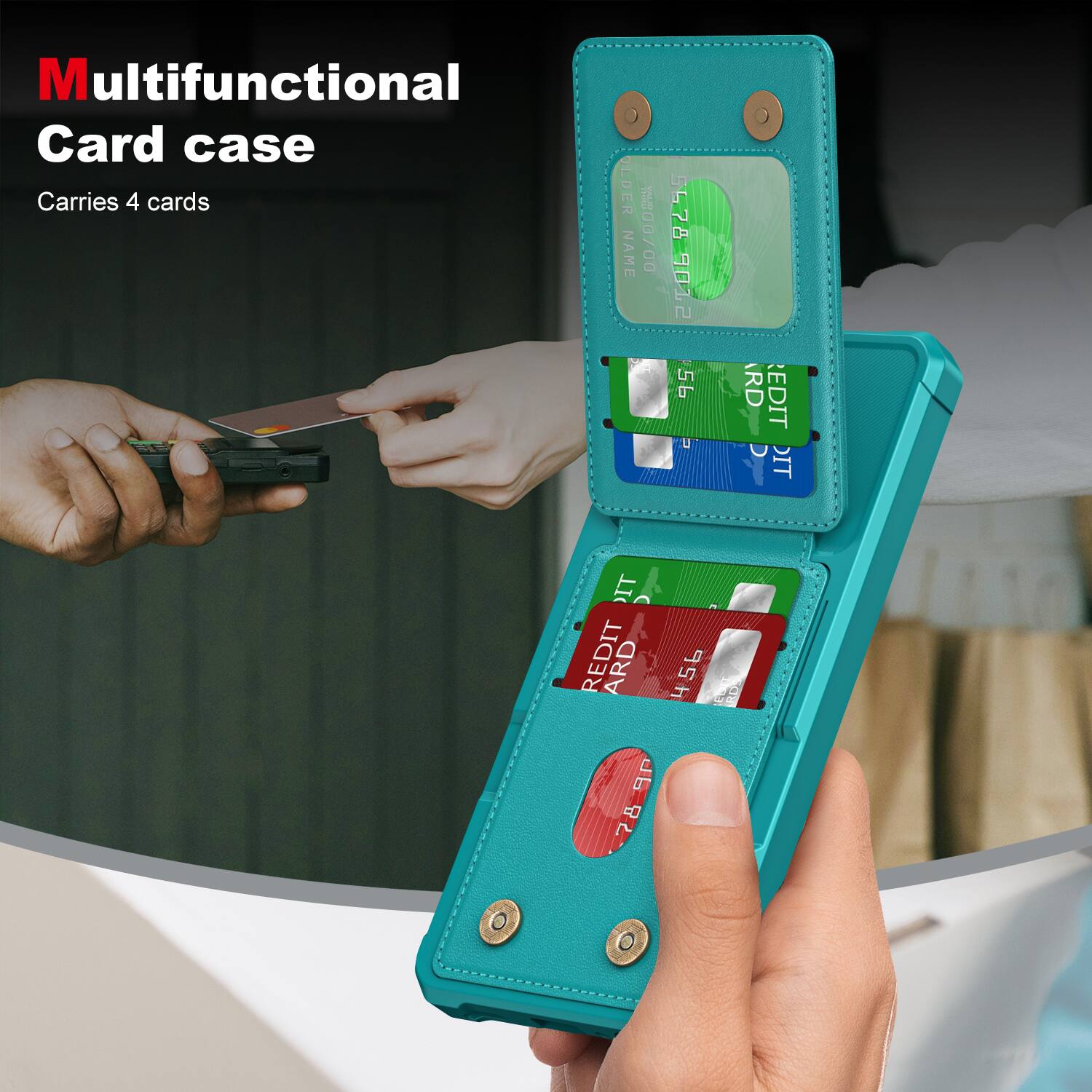 Multifunctional Card case  
Carries 4 cards