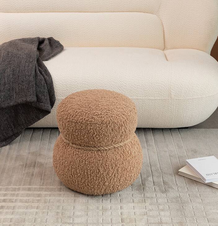 Left. GOODSILO - Adorable Plush Snowman Stool with Soft Cushion - Compact Seating Solution for Home Decor and Play Areas - Light Brown.