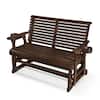 Front. Fortune Candy - Wooden Patio Glider with Cup Holders, High Roll Back and Deep Contoured Seat, Heavy Duty 800 Lb (2-Seater) - Deep Brown.
