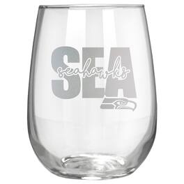 Great American Products - Seattle Seahawks Etched 17oz. City Stemless Wine Glass - Multicolor