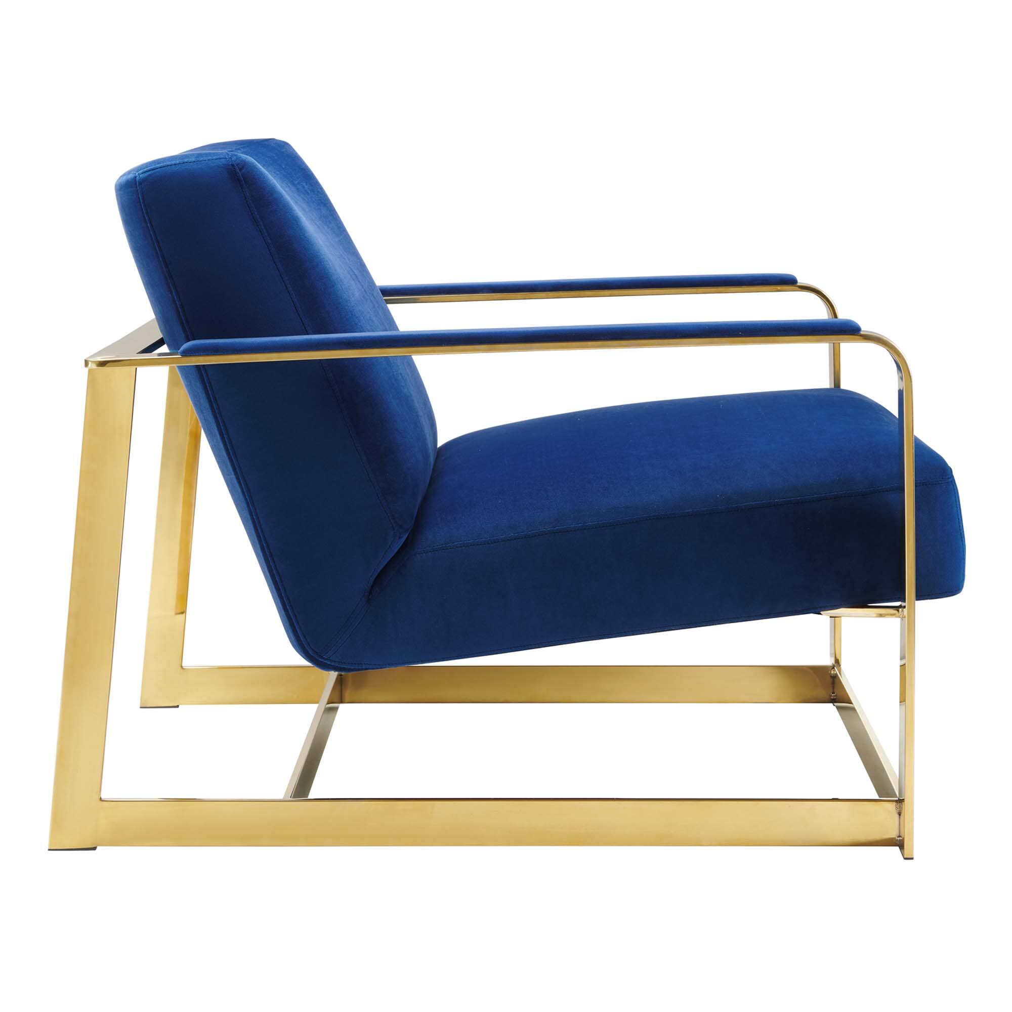 Alt View 1. Modway - Seg Performance Velvet Accent Chair by Modway - Gold Navy.