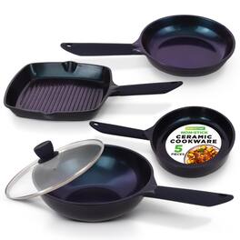 NutriChef - 5-Piece Frying Pan Cooking Set - Black