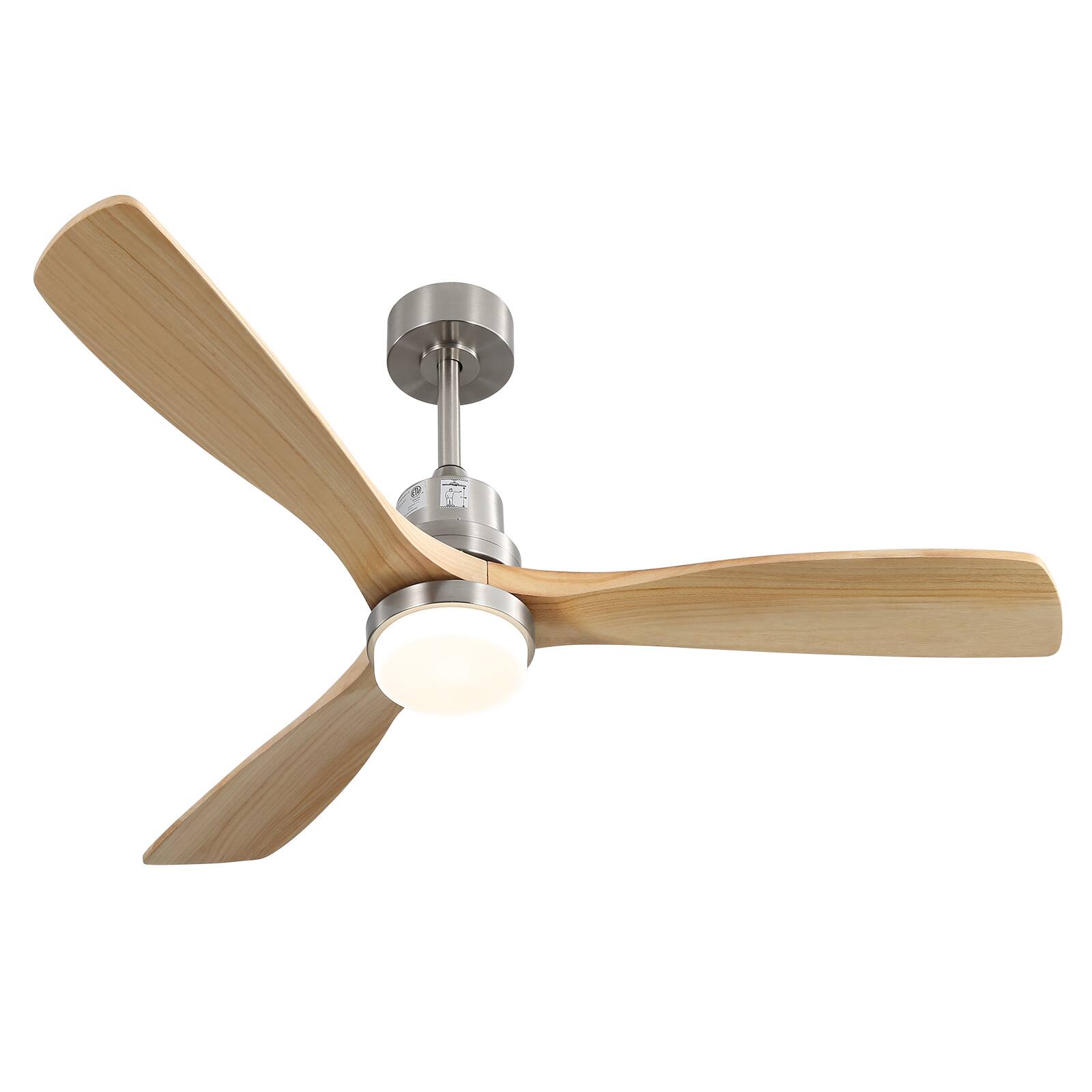 Left. Sofucor - Modern 52 Inch Wood Ceiling Fan with Lights and Remote Control with 3 Down Rods Nickel Reversible 3CCT Quiet Ceiling Fan - Nickel Wood.