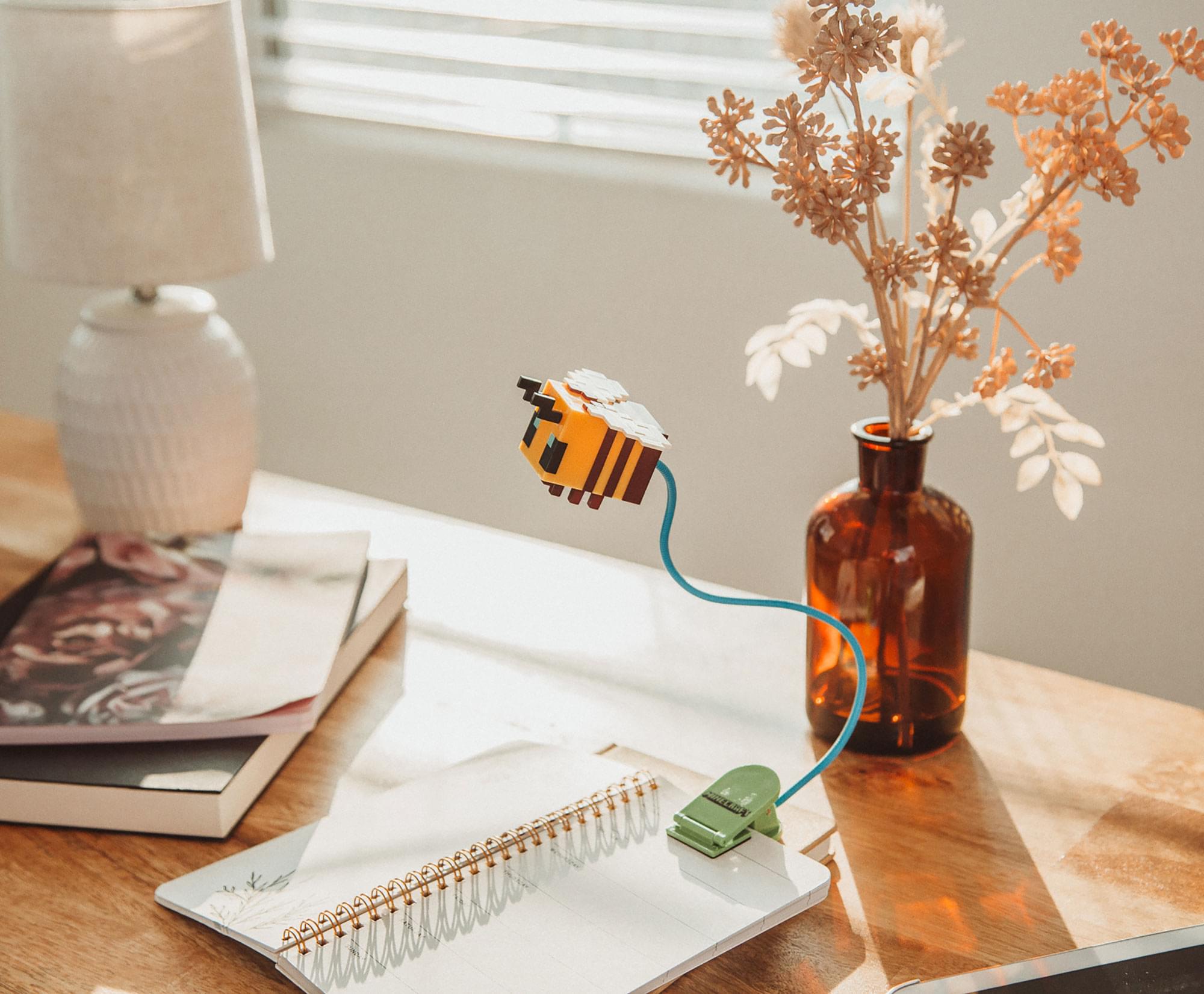 Alt View 2. Ukonic - Minecraft Yellow Bee Battery-Powered Reading Light with Clip and Adjustable Arm - Yellow.