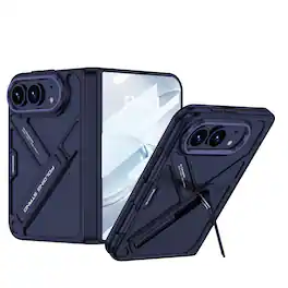 Dteck - for Apple iPhone Duo Case,Full Hinge Protection with Kickstand and Screen Protector,Shockproof Rugged Hard PC Back Cover - Darkblue