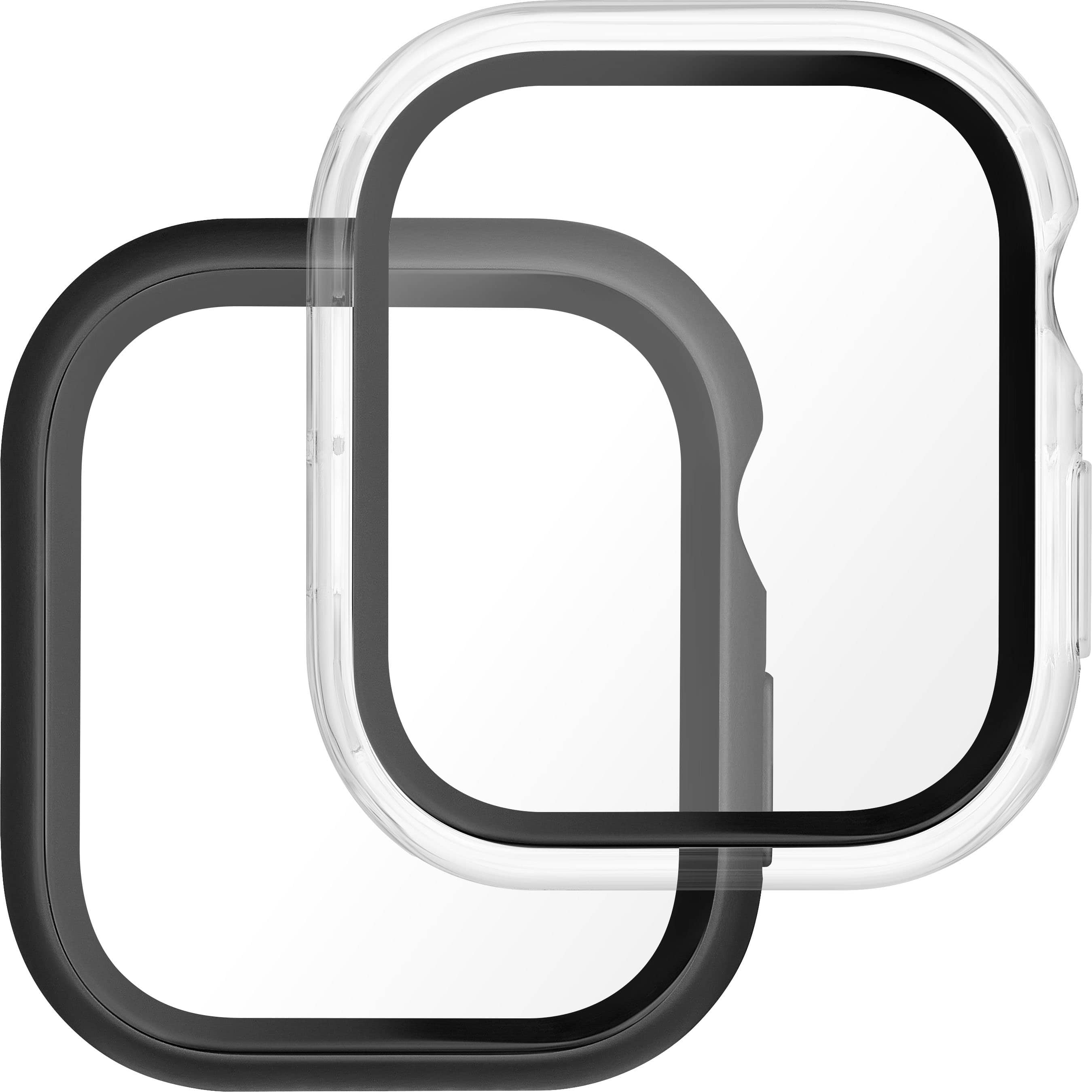 Insignia™ - Bumper with Glass Screen Protector for Apple Watch 46mm - Black and Clear