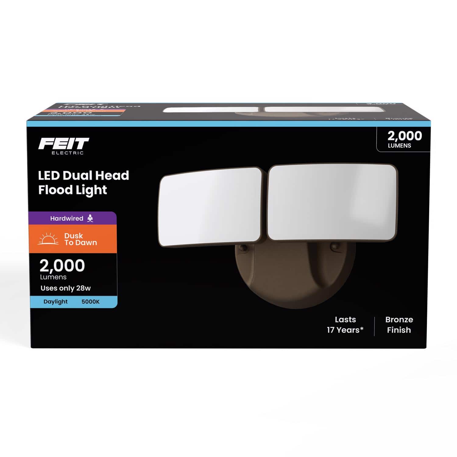 FEIT ELECTRIC - Feit LED Dusk to Dawn Hardwired LED Bronze Security Floodlight