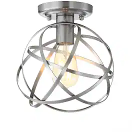 Jonathan Y - Alba 8.5" Metal Orb LED Flush Mount - Nickel