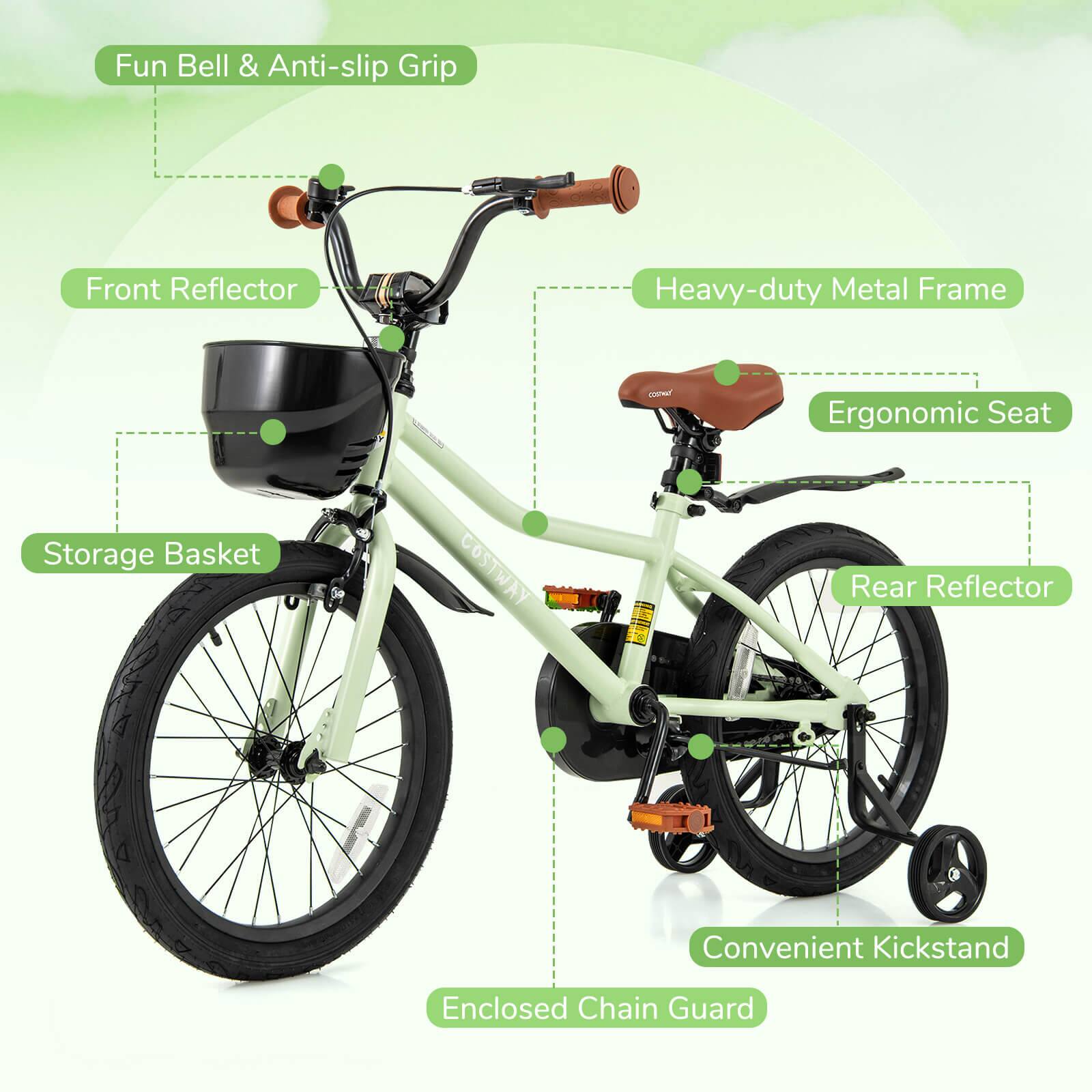 - Fun Bell & Anti-slip Grip
- Front Reflector
- Storage Basket
- Heavy-duty Metal Frame
- Ergonomic Seat
- Rear Reflector
- Convenient Kickstand
- Enclosed Chain Guard
