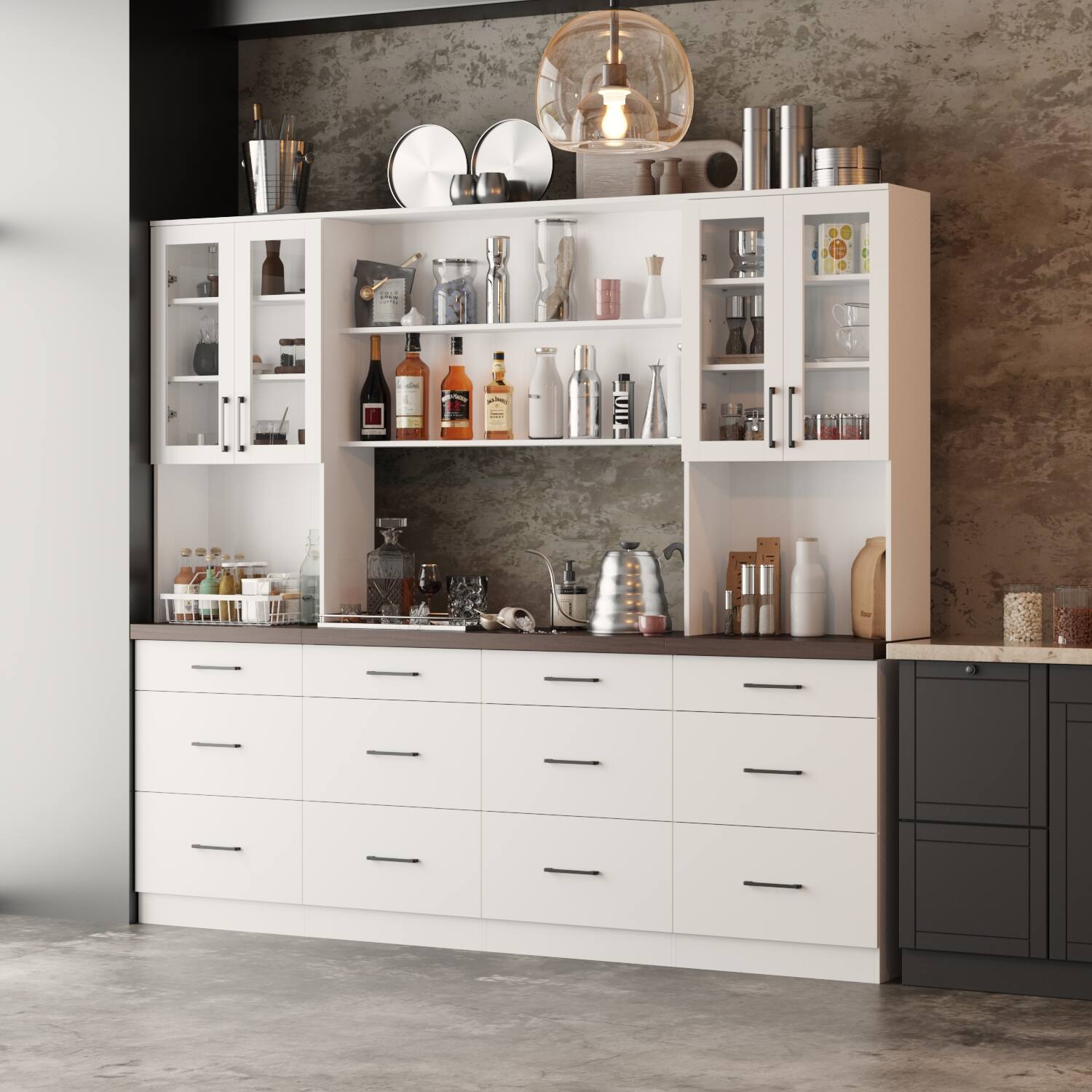 Alt View 4. Famapy - Famapy Modern Kitchen Cabinet Buffet Set Stylish Storage for Sophisticated Spaces - White.