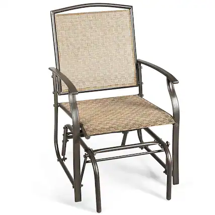 Front. Costway - Costway Patio Swing Single Glider Chair Rocking Seating Steel Frame Garden Furni - Brown.