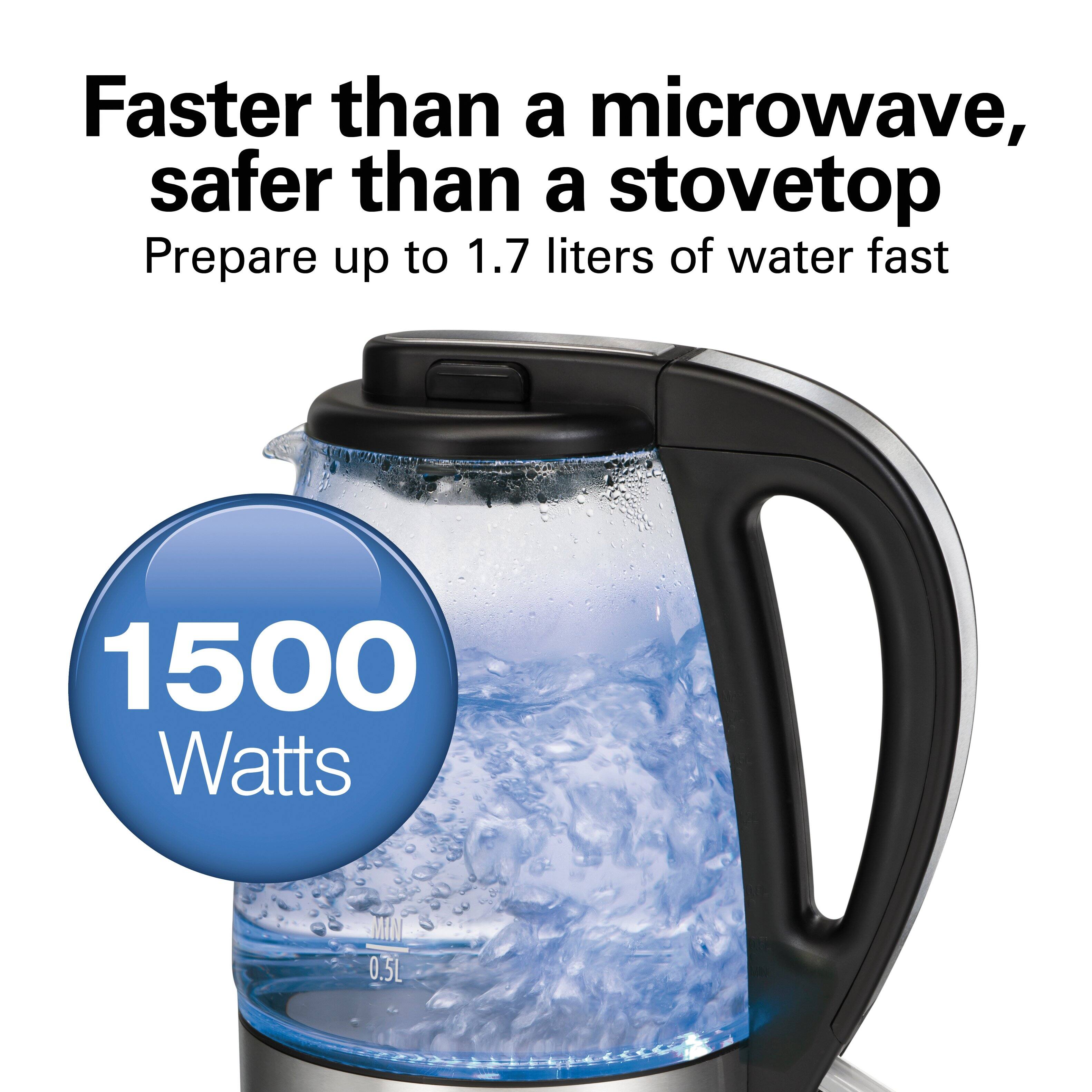 Faster than a microwave, safer than a stovetop  
Prepare up to 1.7 liters of water fast  

1500 Watts
