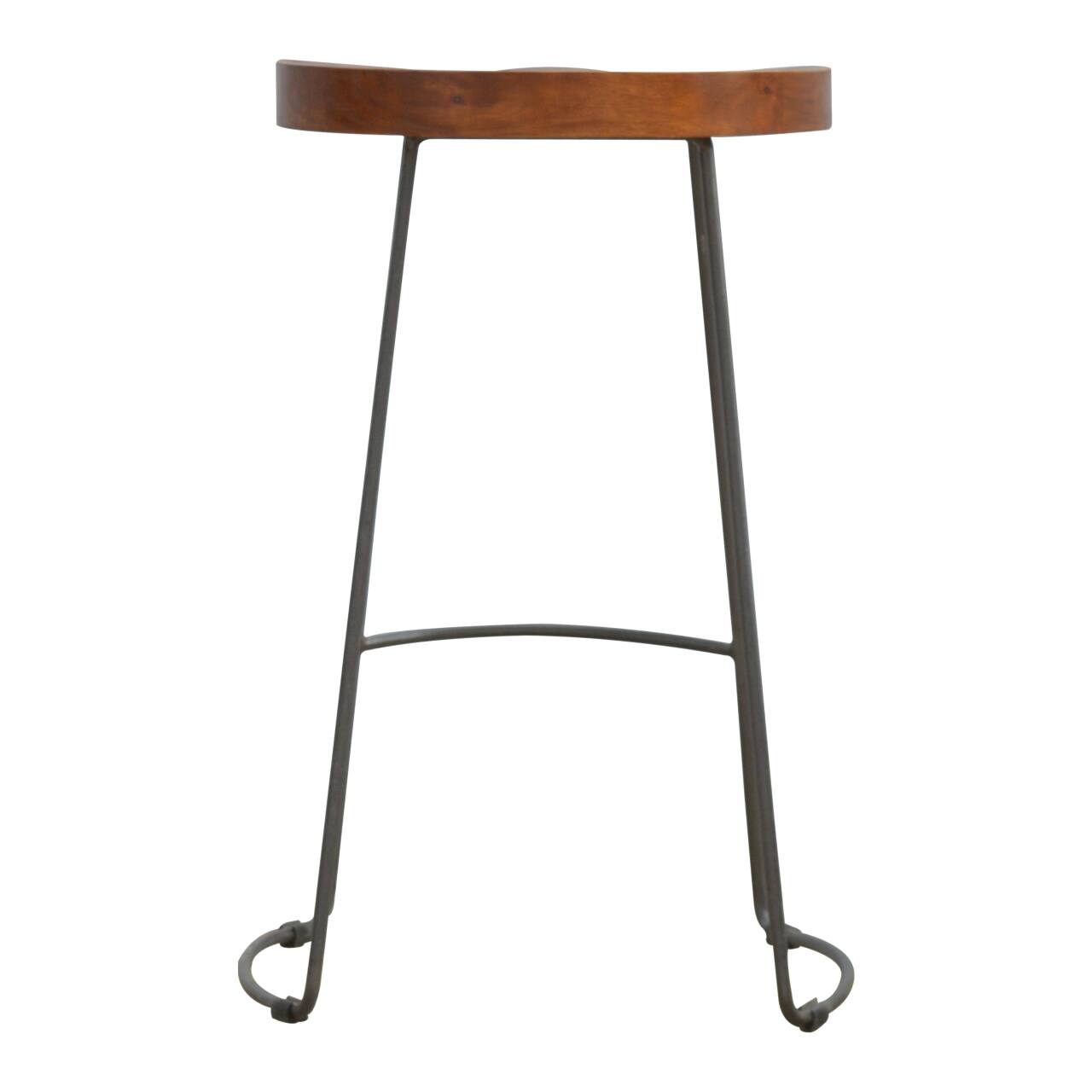 Alt View 4. Artisan Furniture - Artisan Furniture Solid Wood Industrial Chunky Bar Stool, Brown - Brown.