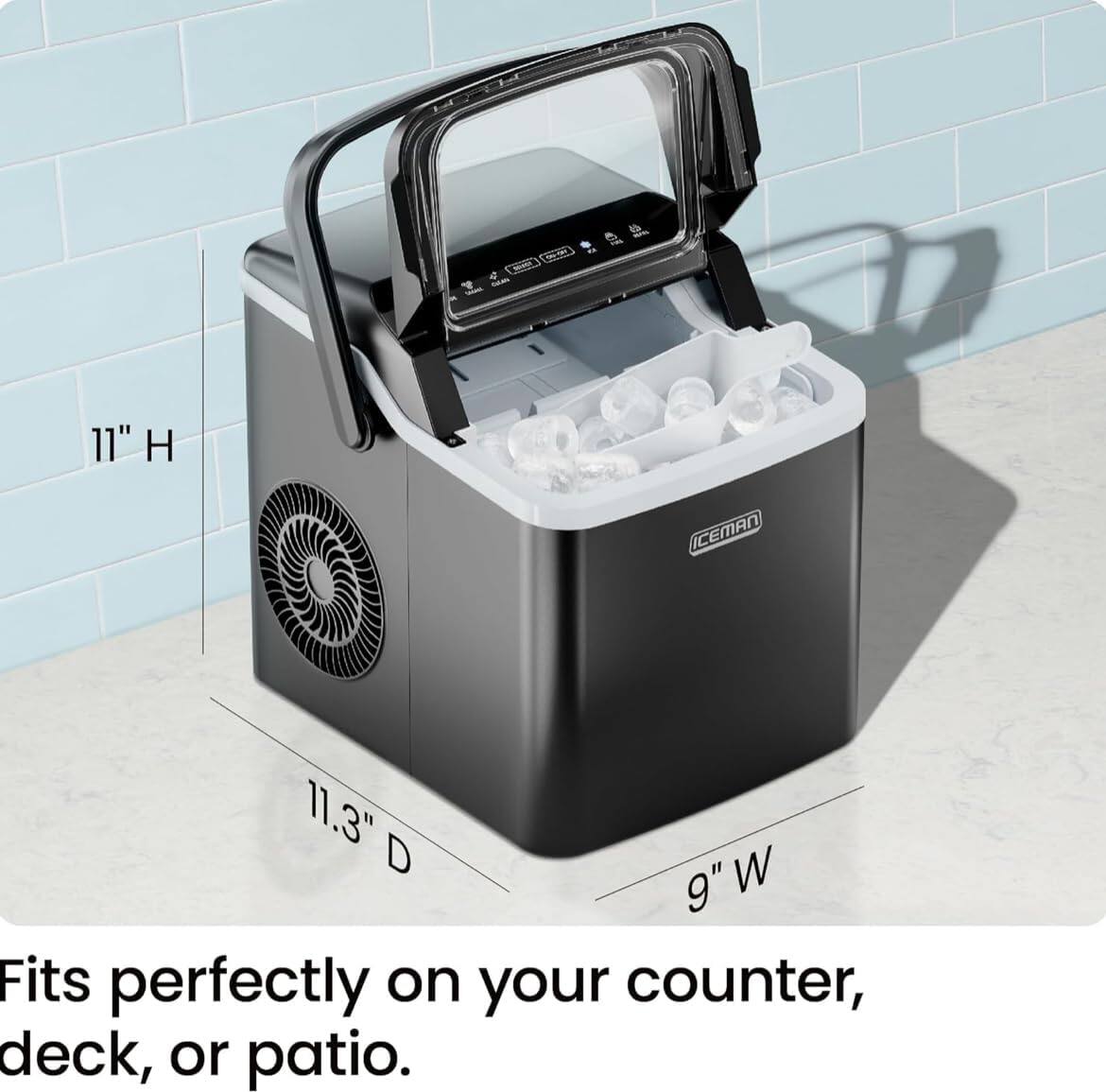 Chefman Dual Size Countertop Bullet Ice Machine w/ 0.88lb